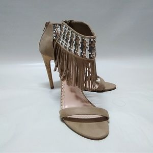 Chinese Laundry Tan 4.5"  fringe heels